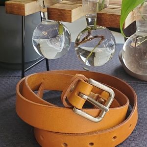 NWOT handcrafted leather belt with brass buckle